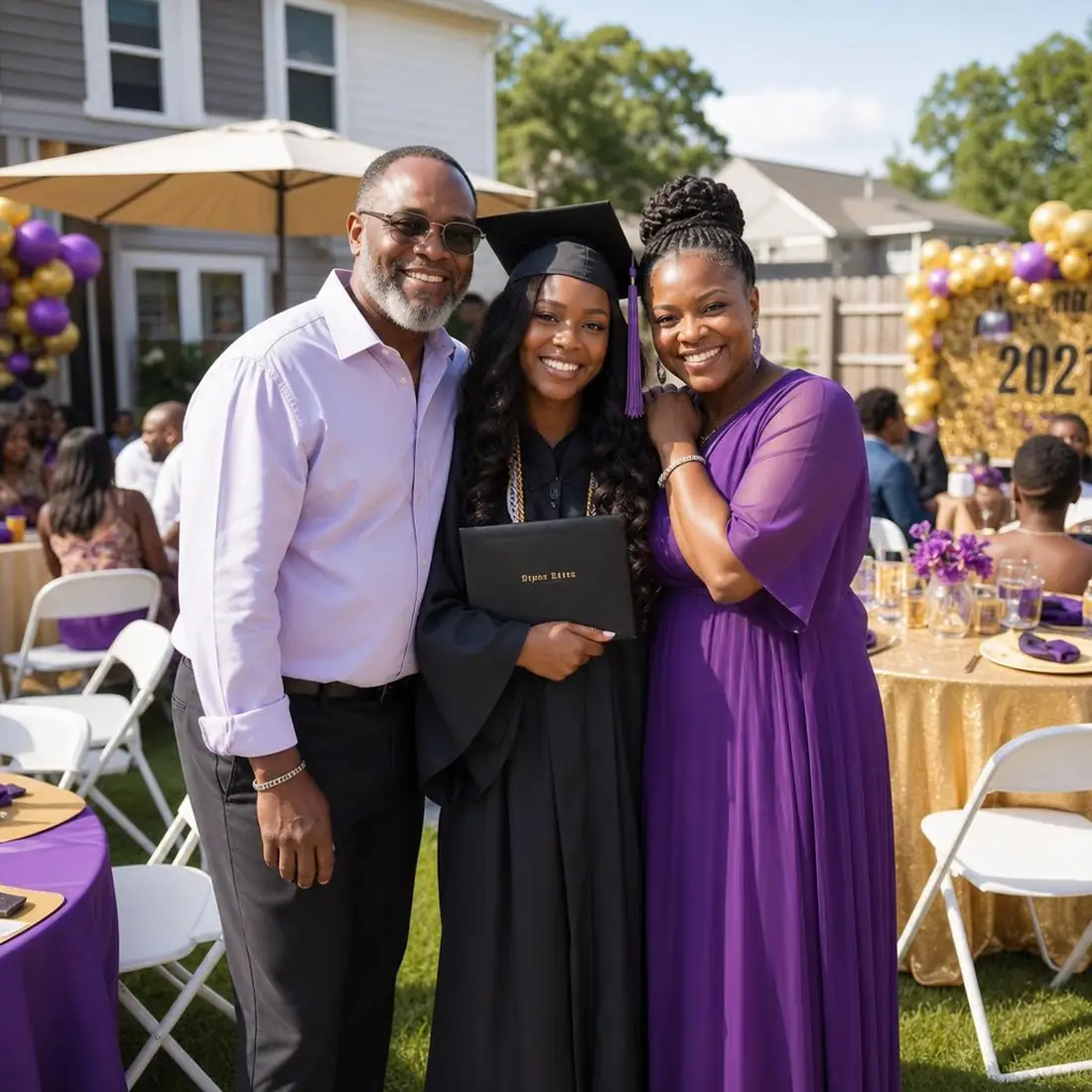 Family celebrating a graduation
